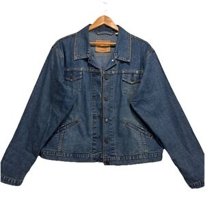 VTG  Levistrauss Rivets Denim Jacket Youth Sz XL 16/18 ‎ Blue Jeans  Retro